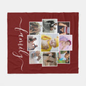 パーソナライズされた写真9枚と文字コラージュ家族 フリースブランケット (正面(横))