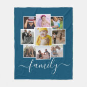 パーソナライズされた写真9枚と文字コラージュ家族 フリースブランケット (正面)