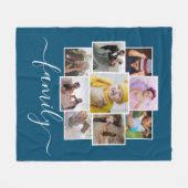 パーソナライズされた写真9枚と文字コラージュ家族 フリースブランケット (正面(横))