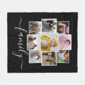 パーソナライズされた写真9枚と文字コラージュ家族 フリースブランケット (正面(横))