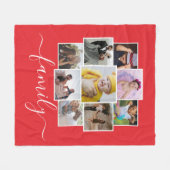 パーソナライズされた写真9枚と文字コラージュ家族 フリースブランケット (正面(横))