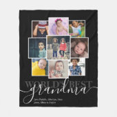 パーソナライズされた写真9枚と文字写真コラージュ フリースブランケット (正面)
