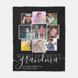 パーソナライズされた写真9枚と文字写真コラージュ フリースブランケット