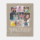 パーソナライズされた写真9枚と文字写真コラージュ フリースブランケット (正面)