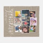 パーソナライズされた写真9枚と文字写真コラージュ フリースブランケット (正面(横))