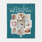 パーソナライズされた写真9枚と文字写真コラージュ フリースブランケット (正面)