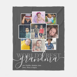 パーソナライズされた写真9枚と文字写真コラージュ フリースブランケット