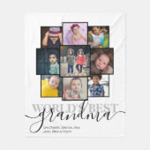 パーソナライズされた写真9枚と文字写真コラージュ フリースブランケット (正面)