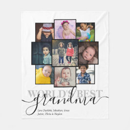 パーソナライズされた写真9枚と文字写真コラージュ フリースブランケット