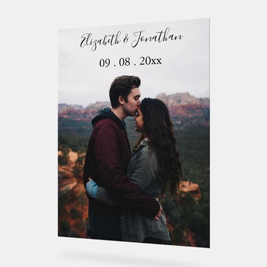 パーソナライズされた写真 ウェディング イベント アクリルサイン (傾斜)