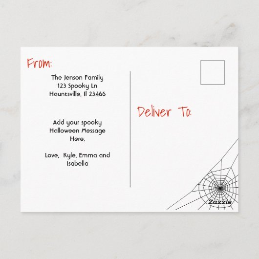 パーソナライズされた写真 ハロウィン 壁に閉じ込められる ポストカード (裏面)