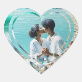 パーソナライズされた写真 ハート ビーチスタイル ハートシール