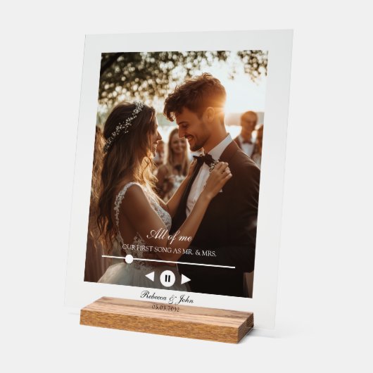 パーソナライズされた写真、ファーストソング、結婚sサイン アクリルサイン (傾斜)