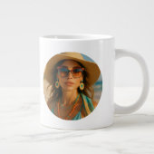 パーソナライズされた写真 レトロ バハマス 熱帯のビーチ ジャンボコーヒーマグカップ (右)