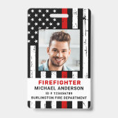パーソナライズされた写真 消防署 消防士 ID バッジ (正面)