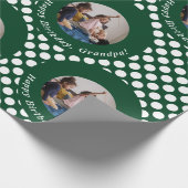 パーソナライズされた写真 緑 ハッピーバースデー おじいちゃん ラッピングペーパー (角)