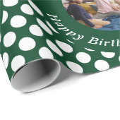 パーソナライズされた写真 緑 ハッピーバースデー おじいちゃん ラッピングペーパー (ロールコーナー)