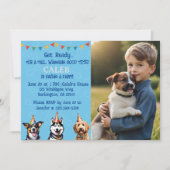 パーソナライズされた写真 青い子犬の犬の誕生日 招待状 (正面)