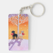 パーソナライズされた冬のラブラドール絵画ズ キーホルダー (裏面)