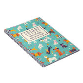 パーソナライズされた冬の犬のパターン レトロ カスタムネーム ノートブック (右側)