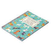 パーソナライズされた冬の犬のパターン レトロ カスタムネーム ノートブック (左側)