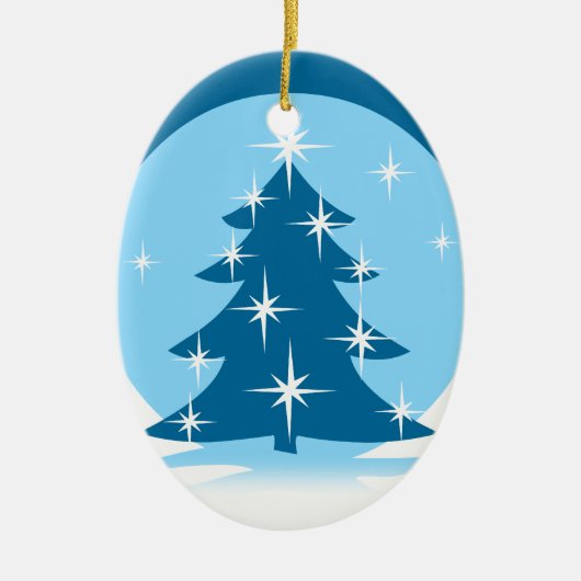 パーソナライズされた冬の装飾 冬の木のオーナメント セラミックオーナメント (正面)