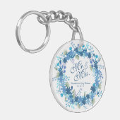 パーソナライズされた冬フローラ結婚キーチェーン キーホルダー (正面左)