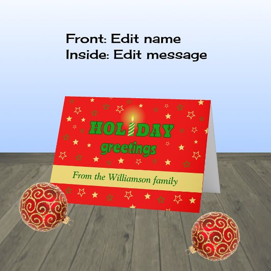 パーソナライズされた冬用キャンドル シーズンカード