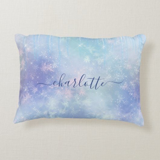 パーソナライズされた凍ってい氷柱 アクセントクッション (裏面)