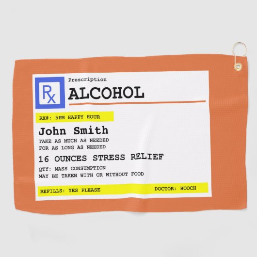 パーソナライズされた処方アルコユーモアのあるール ゴルフタオル (横)