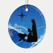 パーソナライズされた出生シーンのクリスマスオーナメント セラミックオーナメント (左)