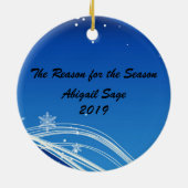 パーソナライズされた出生シーンのクリスマスオーナメント セラミックオーナメント (裏面)