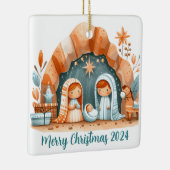 パーソナライズされた出生シーンのクリスマスオーナメント セラミックオーナメント (右)