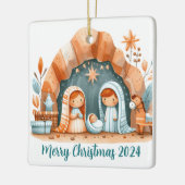 パーソナライズされた出生シーンのクリスマスオーナメント セラミックオーナメント (左)