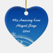 パーソナライズされた出生シーンのクリスマスオーナメント セラミックオーナメント (裏面)