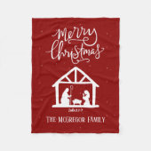 パーソナライズされた出生レッドクリスマスファミリー名 フリースブランケット (正面)