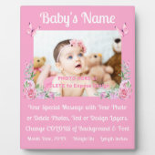 パーソナライズされた出生告知プラーク、ベビー写真 フォトプラーク (正面)