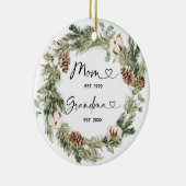 パーソナライズされた初めてのクリスマスおばあちゃんプレゼント セラミックオーナメント (右)