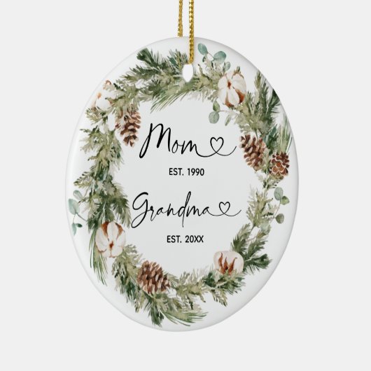 パーソナライズされた初めてのクリスマスおばあちゃんプレゼント セラミックオーナメント (右)