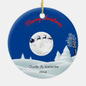 パーソナライズされた初めてのクリスマスのオーナメント セラミックオーナメント (裏面)