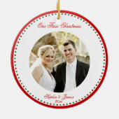 パーソナライズされた初めてのクリスマスのオーナメント セラミックオーナメント (裏面)