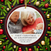 パーソナライズされた初めてのクリスマスを祖父母の写真として セラミックオーナメント