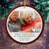 パーソナライズされた初めてのクリスマスを祖父母の写真として セラミックオーナメント