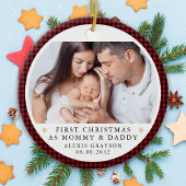 パーソナライズされた初めてのクリスマスを親の写真 セラミックオーナメント