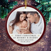 パーソナライズされた初めてのクリスマスを親の写真 セラミックオーナメント