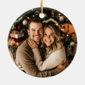 パーソナライズされた初めてのクリスマスアットザニューホーム セラミックオーナメント (裏面)