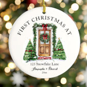 パーソナライズされた初めてのクリスマスアットザニューホーム セラミックオーナメント