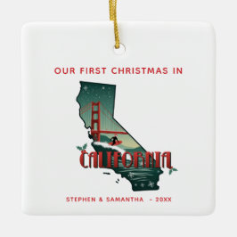 パーソナライズされた初めてのクリスマスイン・カリフォルニア州 セラミックオーナメント
