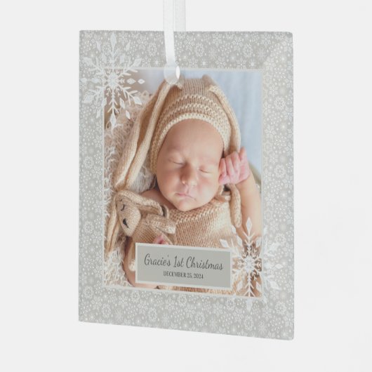 パーソナライズされた初めてのクリスマスオーナメント ガラスオーナメント (正面左)
