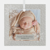 パーソナライズされた初めてのクリスマスオーナメント ガラスオーナメント (正面)